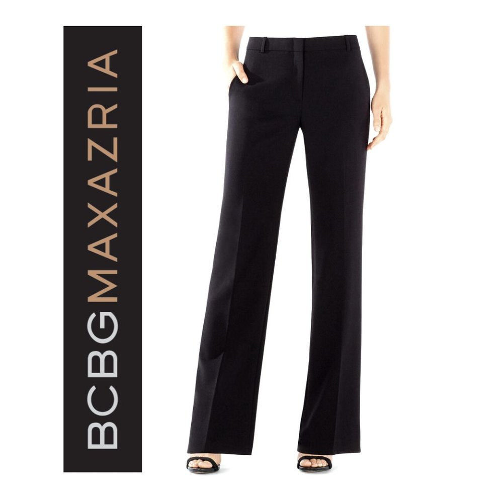 BCBGMaxAzria Black Satin Dress Trousers NWOT Sz 2